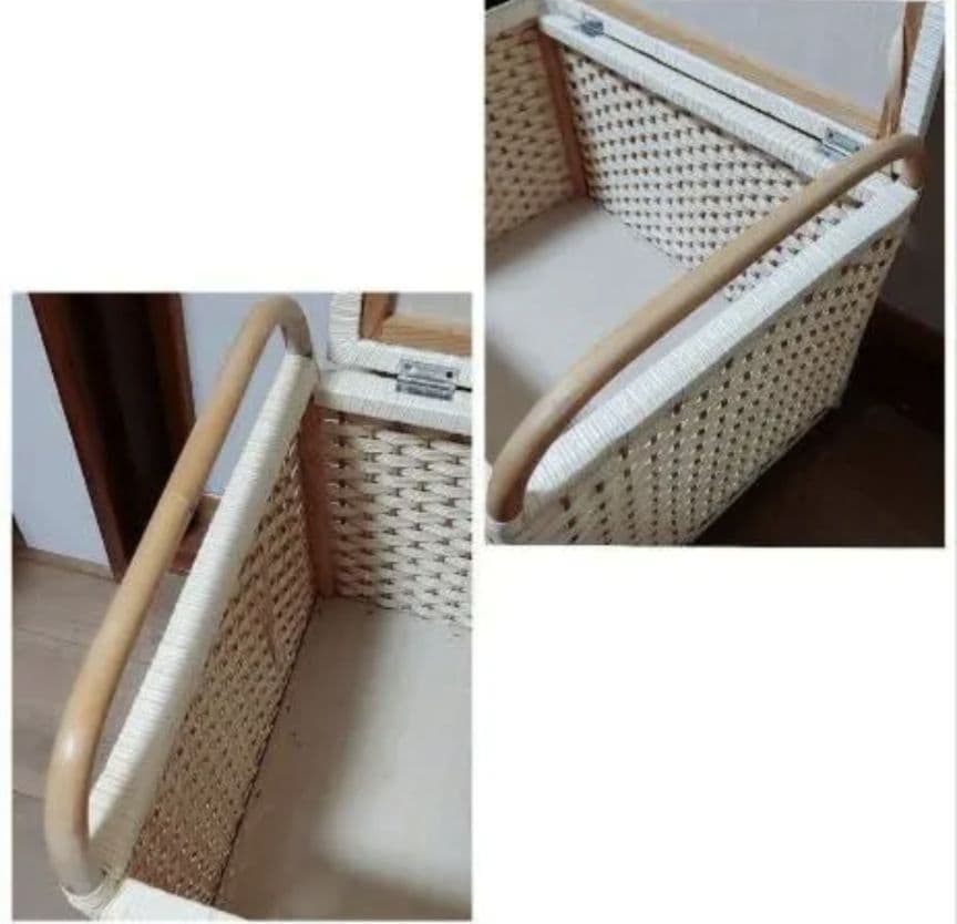 ハローキティ/サンリオ 収納ボックス 玩具箱 編みかご 昭和レトロ マット 2点