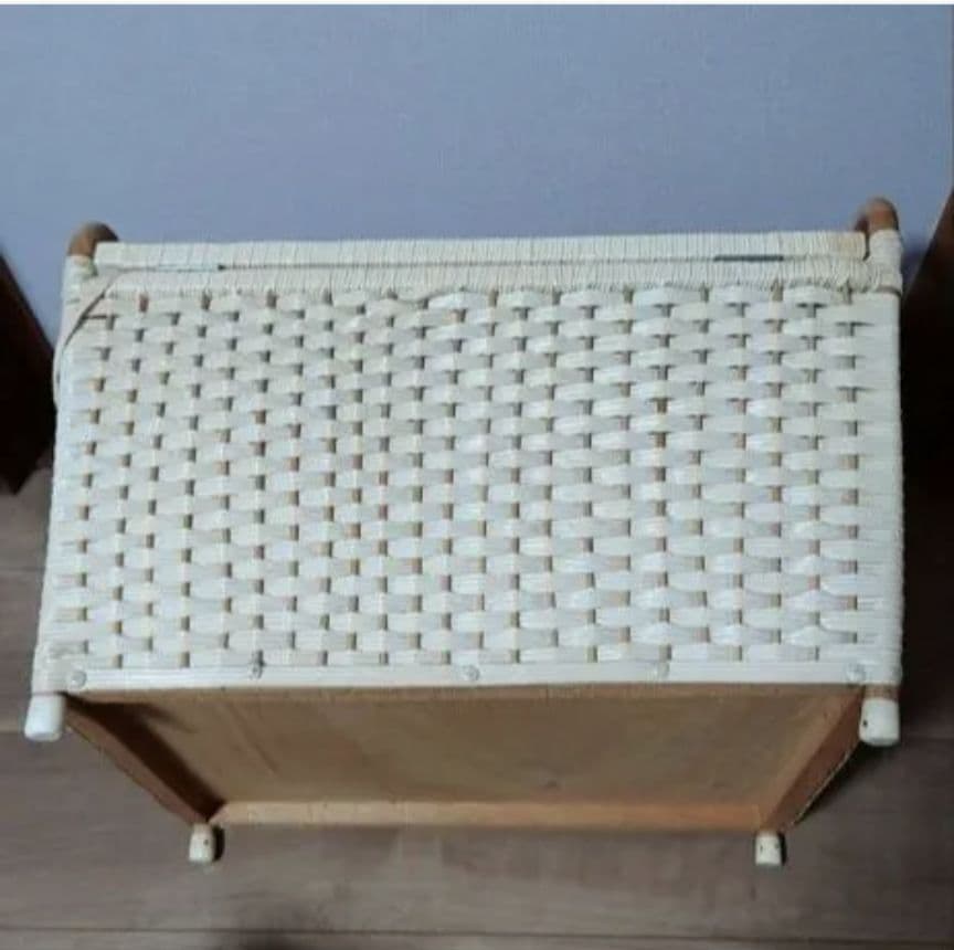 ハローキティ/サンリオ 収納ボックス 玩具箱 編みかご 昭和レトロ マット 2点