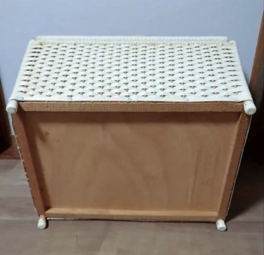 ハローキティ/サンリオ 収納ボックス 玩具箱 編みかご 昭和レトロ マット 2点