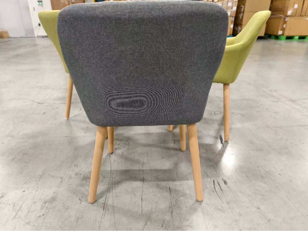 新品ダイニングチェア グレー4脚セット 布張り北欧風デザインファブリック製