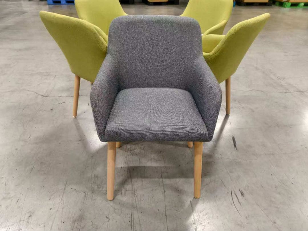 新品ダイニングチェア グレー4脚セット 布張り北欧風デザインファブリック製