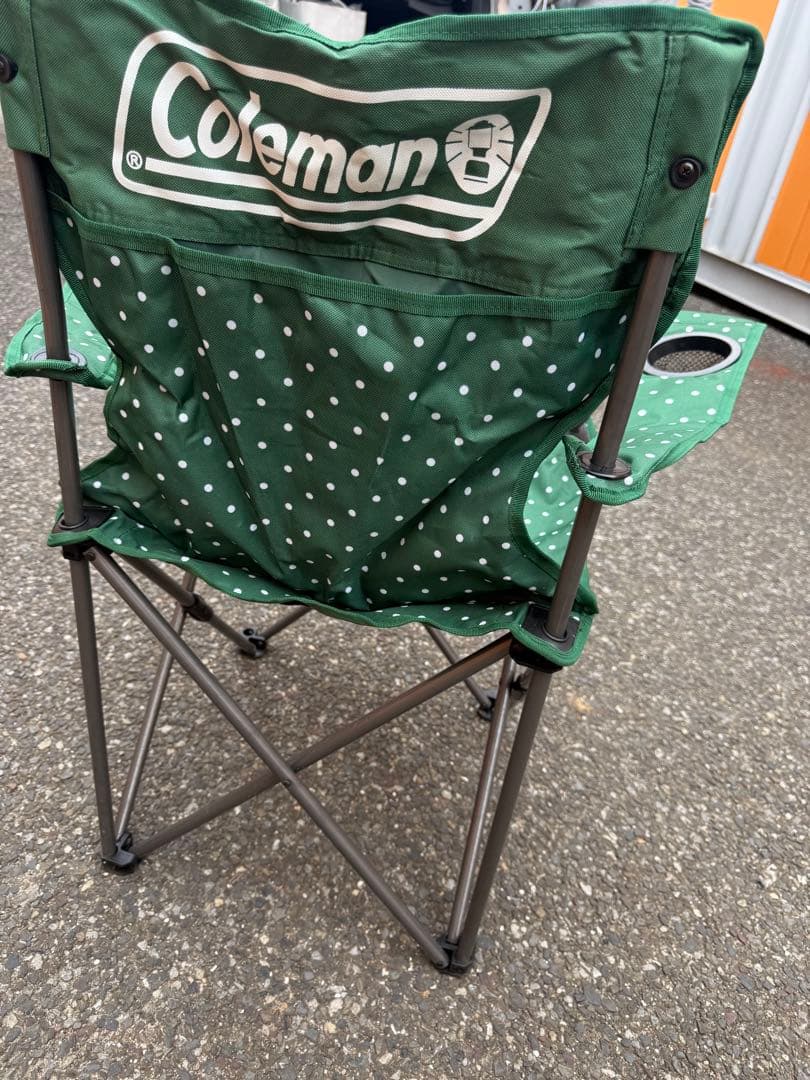 Coleman グリーン水玉キャンプチェア 折り畳み式、軽量、袋付き 4セット