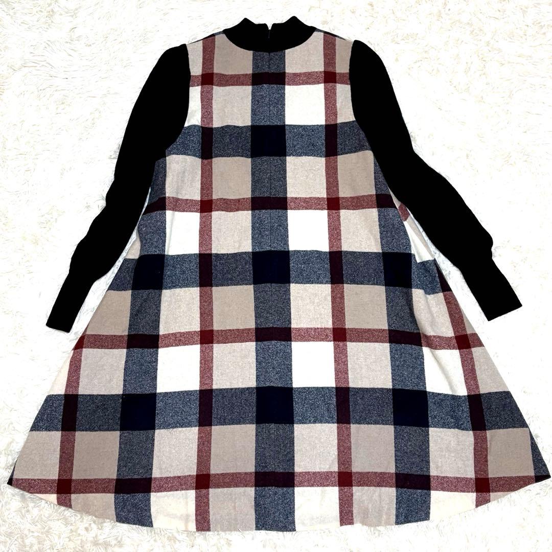 ブルーレーベルクレストブリッジ⭐️チェックフラノワンピース⭐️長袖ワンピース⭐️38