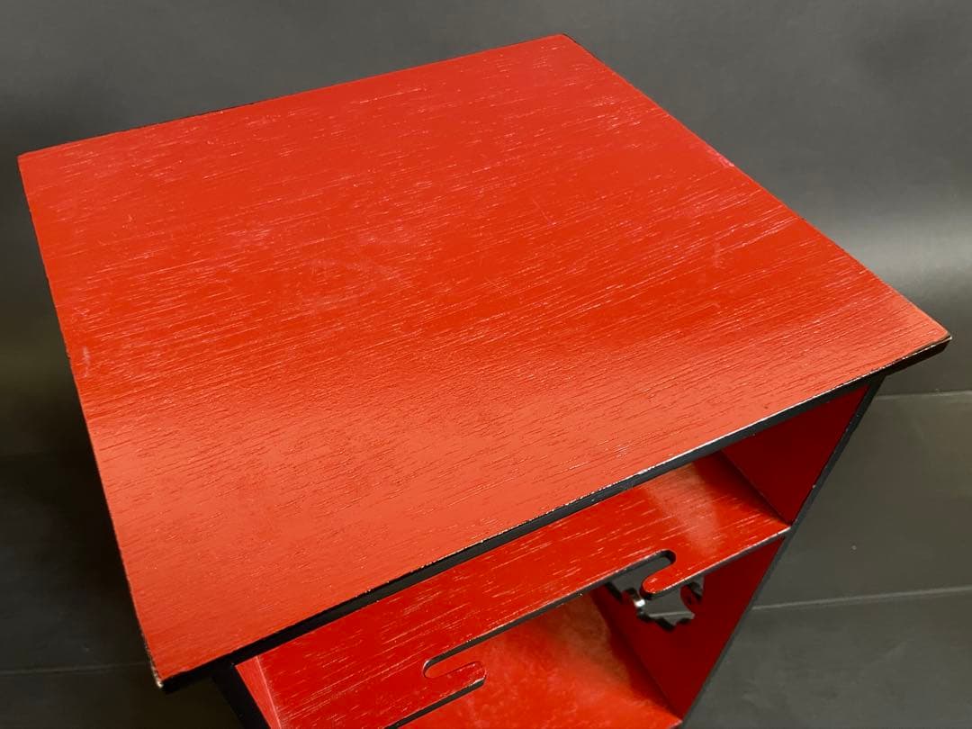 【美品】「母」 江戸千家 一元斎好 雪輪棚 朱漆 柿合わせ 元箱 （212あ⑤）