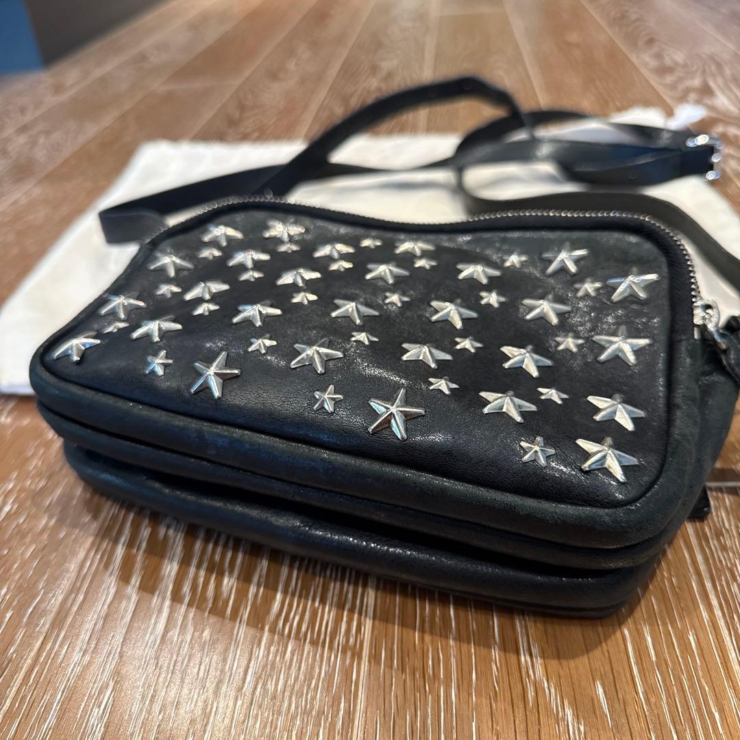 JIMMY CHOO ショルダーバッグ 黒 星 スタッズ サイドロゴ