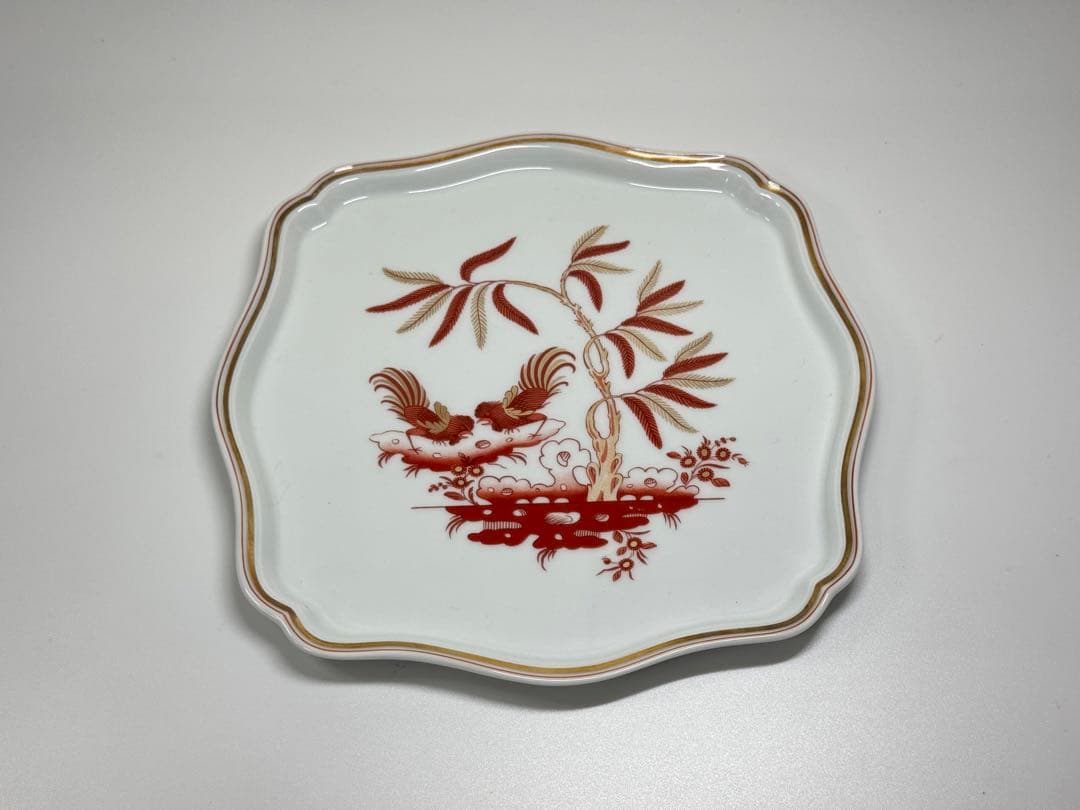 高級・Richard Ginori レッドコック スクエアプレート 角皿21cm