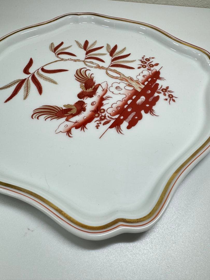 高級・Richard Ginori レッドコック スクエアプレート 角皿21cm