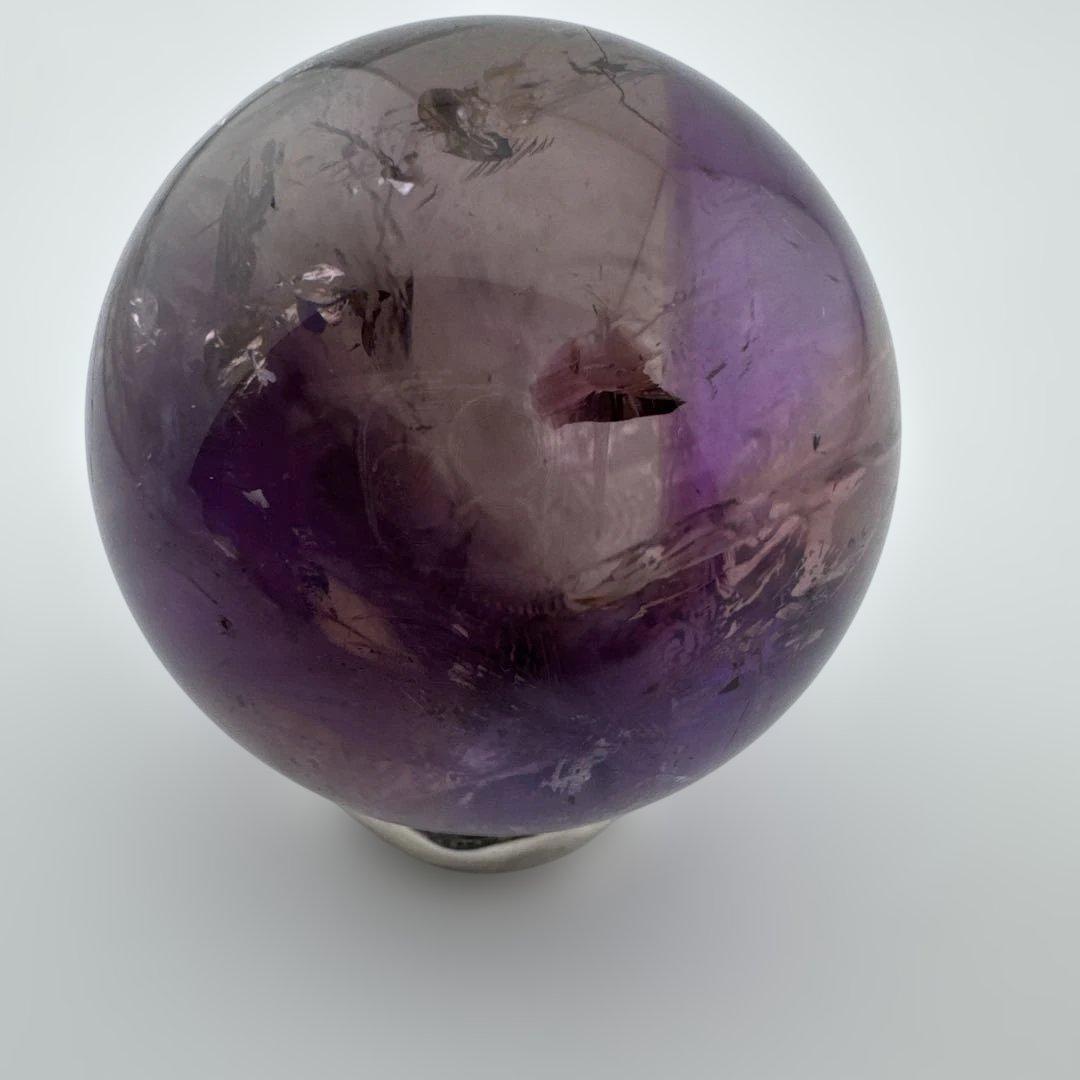 M-6天然アメトリン丸玉　トラピチェアメジストスフィア　虹入り天然石　クリスタル