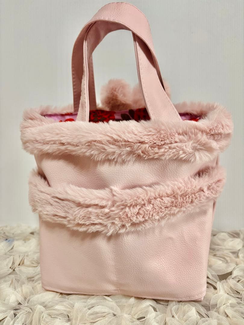 コヤンイサムチョン　フェイクレザーライトピンクトートバッグ