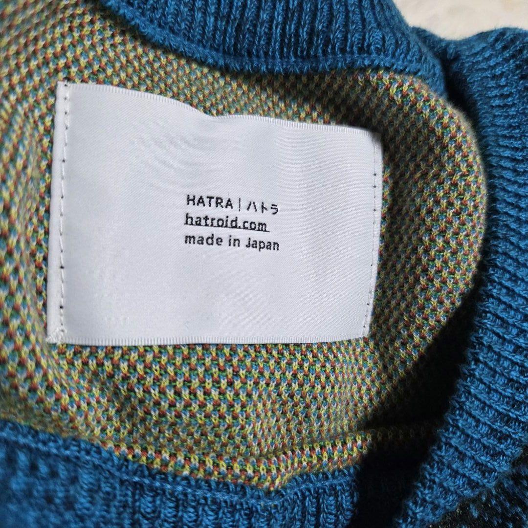 HATRA 総柄　コットン　ニット　ブルー