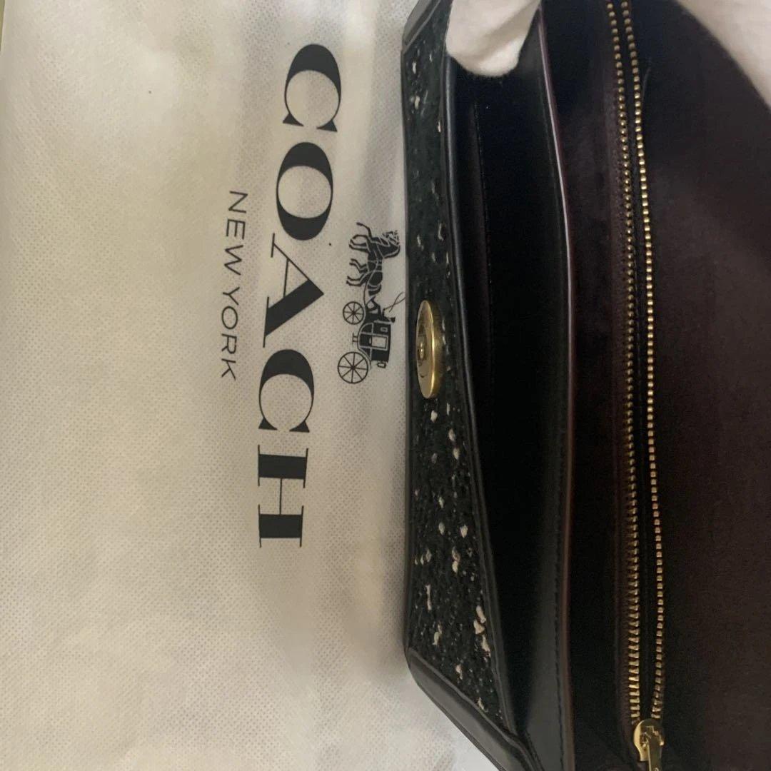 Flower　美品コーチ　タビーレザーツイード2wayショルダーバッグ