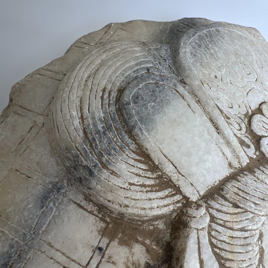 中国清時代　大理石　硯　盲仏　幅25㎝ 東K8-0202① タサコサ