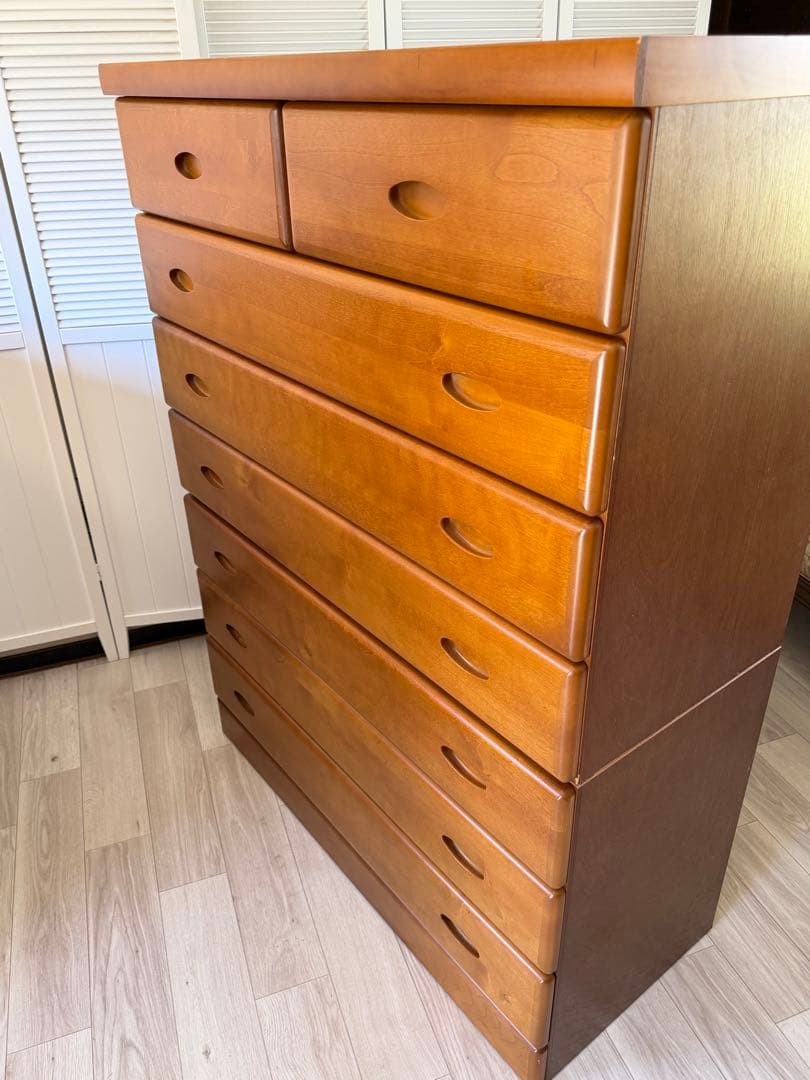 木製ハイチェスト 木目調 7段 引き出し ブラウン