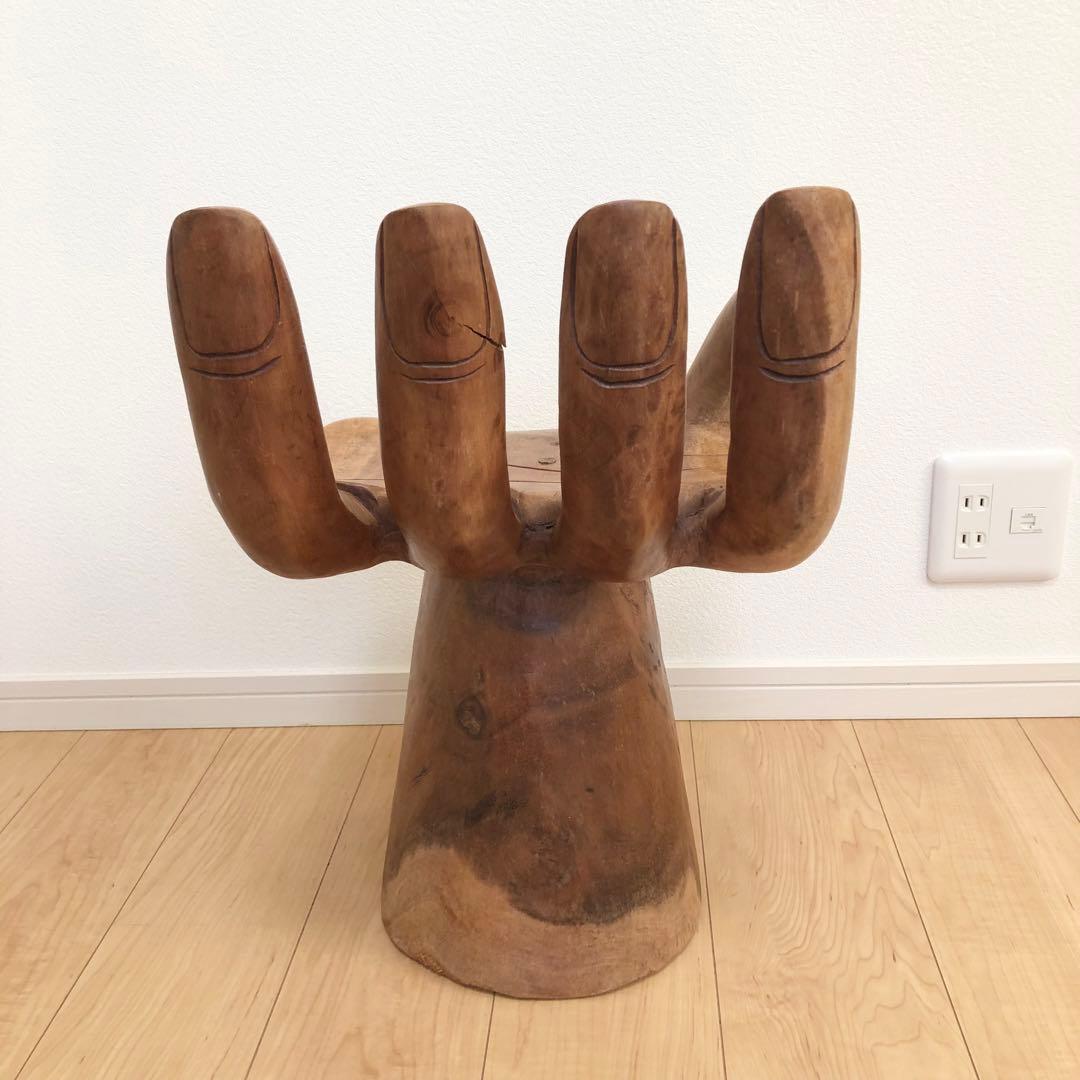 ハンドチェア　仏手 スツール 椅子 アジアン家具 掌 手の形 木製 手形