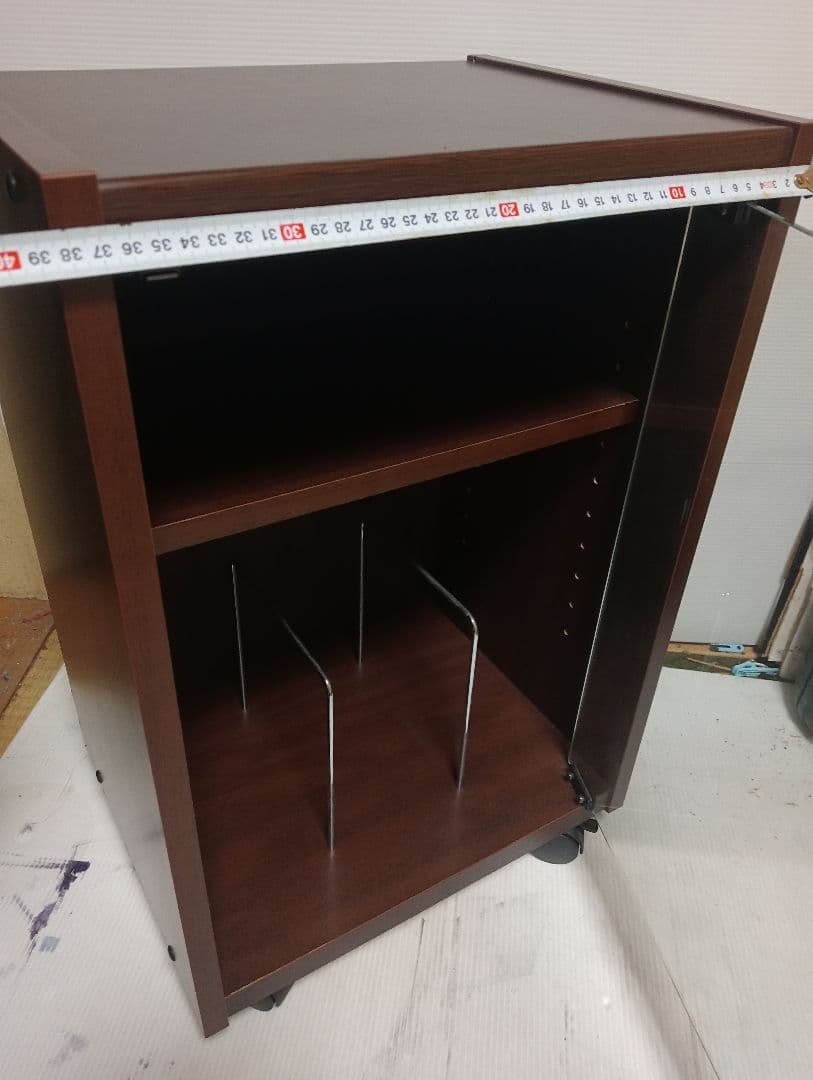 木製ラック ブラウン 収納棚ガラス戸付き