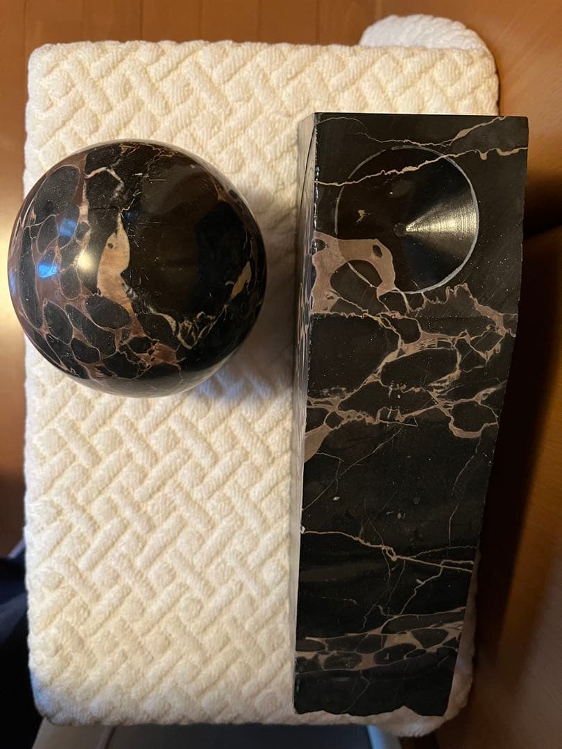 石製アートオブジェ 球体と台座のセット