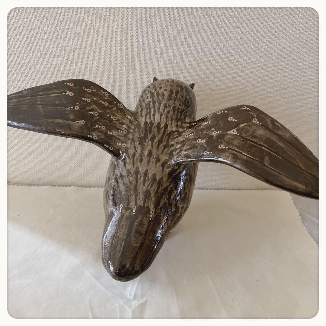 フクロウ　オブジェ　ハンドメイド陶器　スイスJacob Gelzer