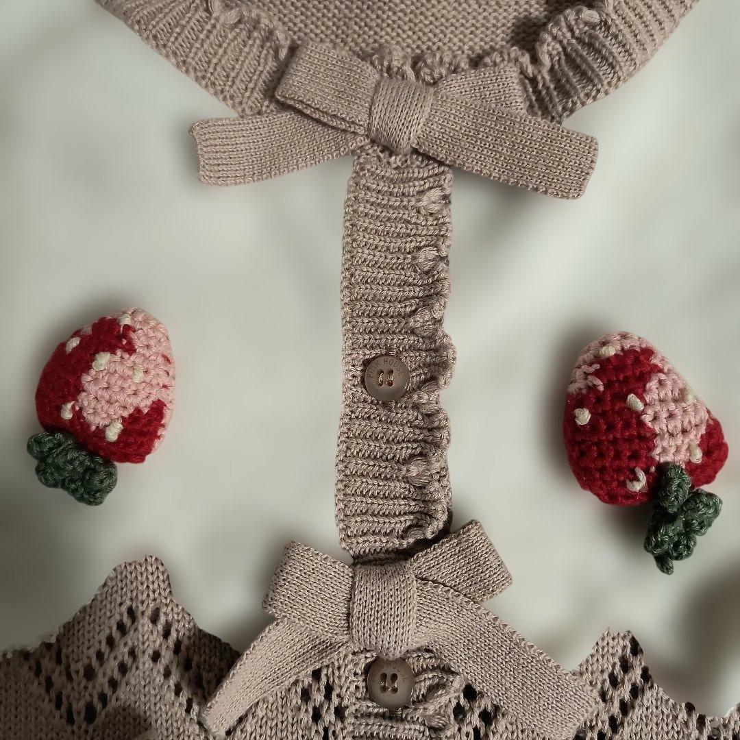 PINK HOUSE いちごモチーフ綿素材 春用カーディガン（新品、保管品）