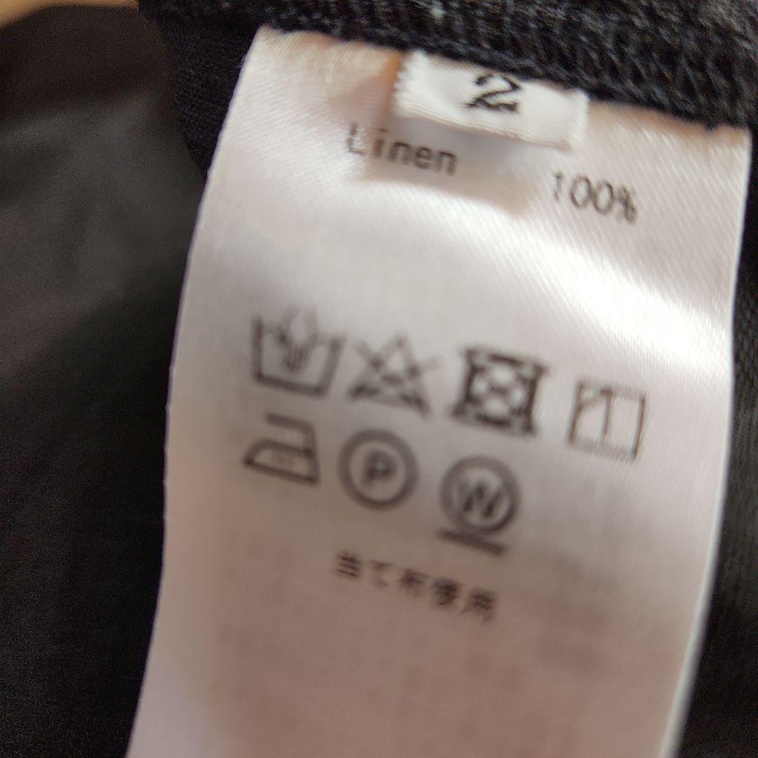 wafu リネン タートルネック フリルネックシャツ 黒