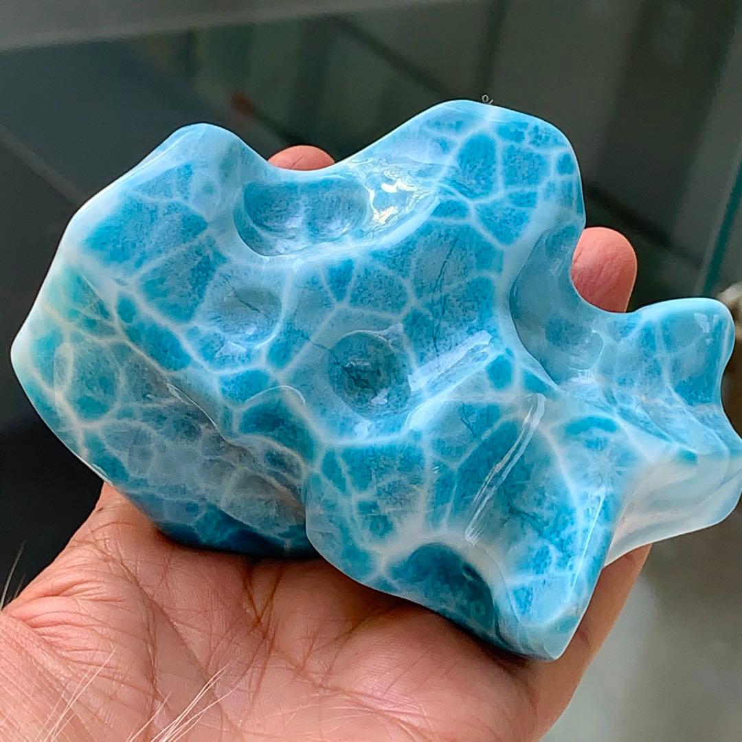 355.4g 天然無処理　ラリマー 置物(原石)