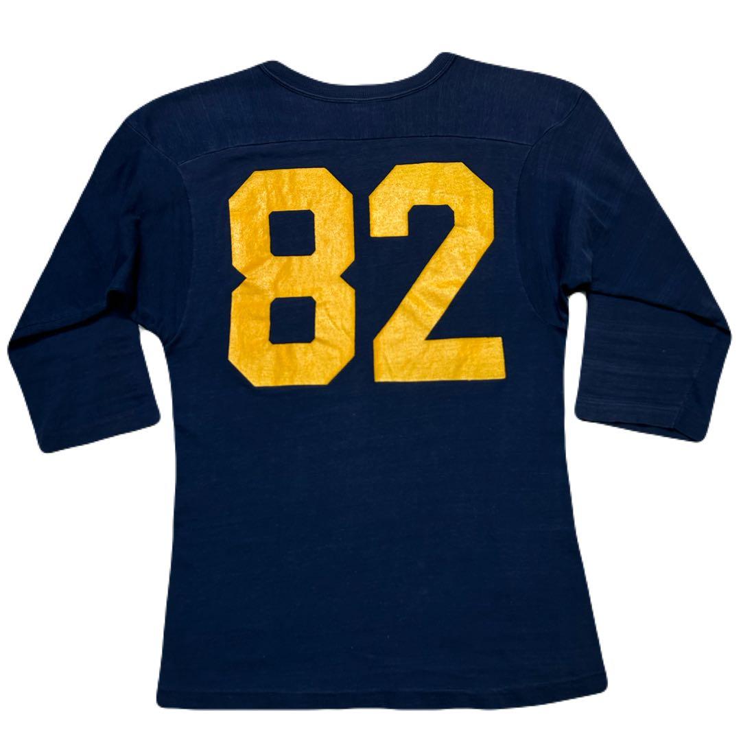 70s Vintage チャンピオン × NAVY フットボールtシャッ 紺×黄