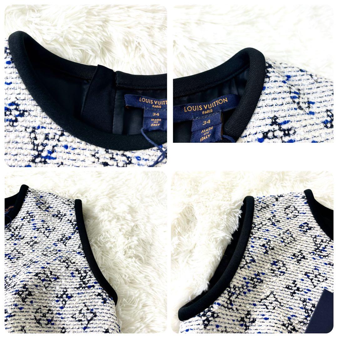 タグ付き　ルイヴィトン　ツイード　ワンピース　ノースリーブ　ウエストベルト