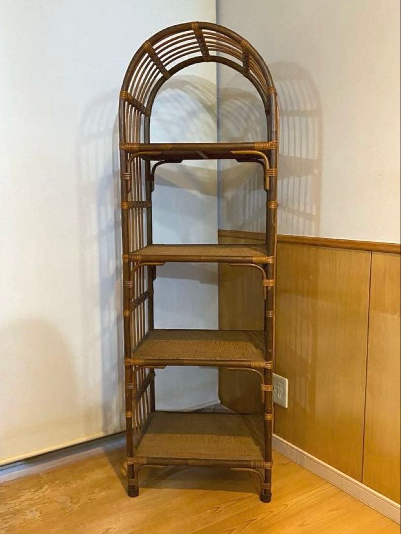 ラタン✴︎アーチ型✴︎オープンシェルフ✴︎アンティーク✴︎4段✴︎インテリア✴︎冬の模様替え