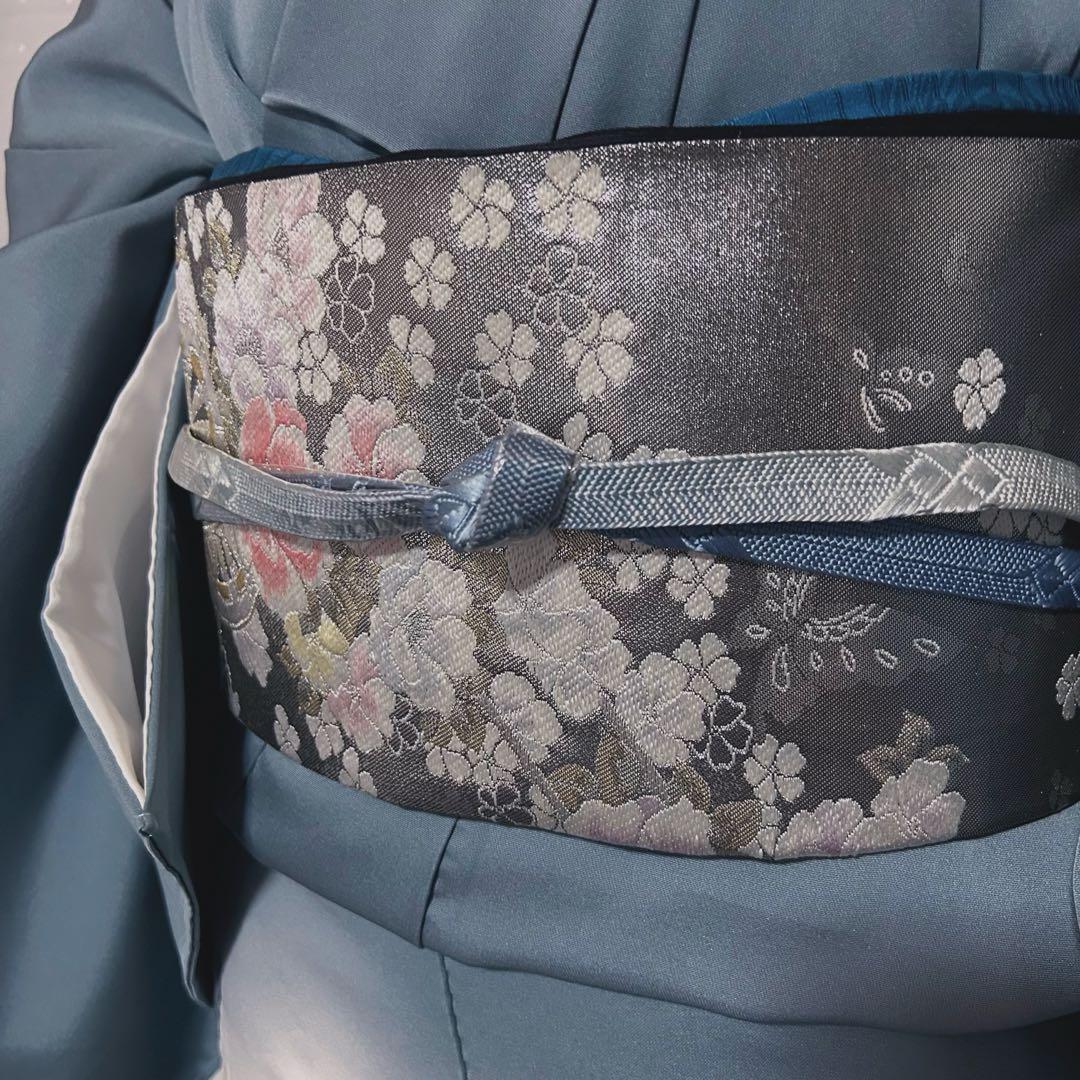 新品　美品　袷　正絹　縮緬　金彩　一つ紋　訪問着　フルセット