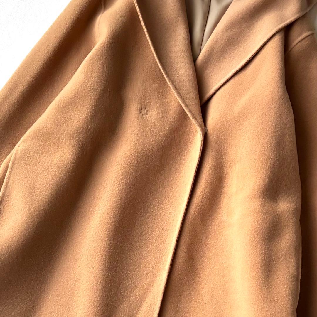 【大きいサイズ】23区　ウールリバー フード付き ミドル丈コート　キャメル　46