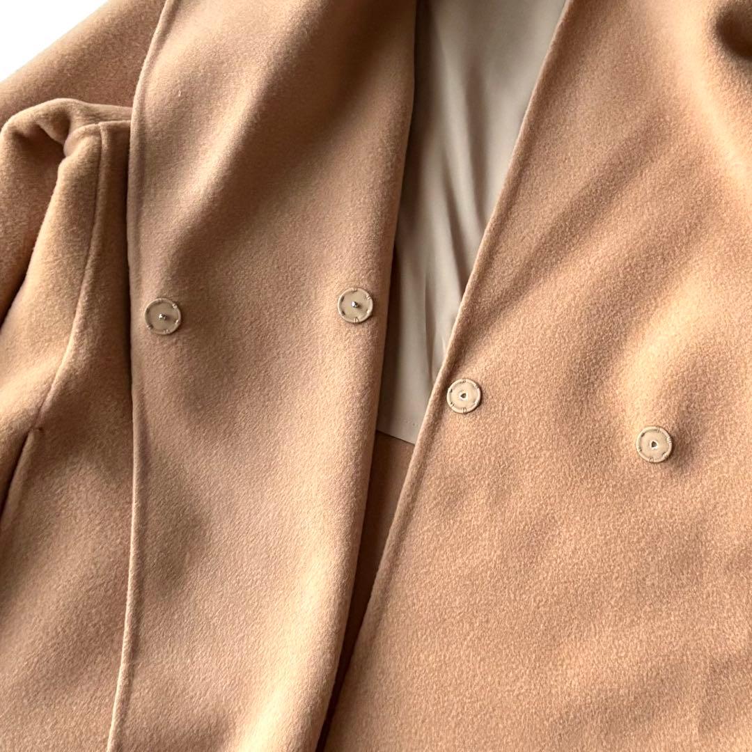 【大きいサイズ】23区　ウールリバー フード付き ミドル丈コート　キャメル　46