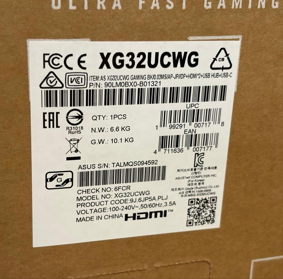 ディスプレイ・モニター本体 ASUS XG32UCWG