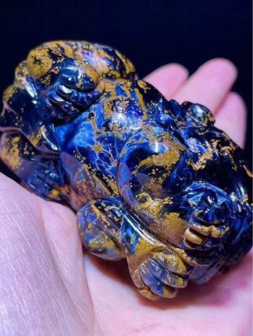 ⭐︎【天然】ブルーピーターサイト キャッツアイ効果強 置物70x 38x38mm