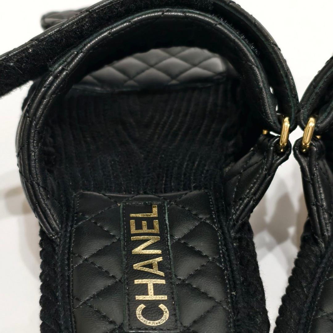 【極美品】シャネル ココマーク マトラッセ サンダル ブラック 23.5