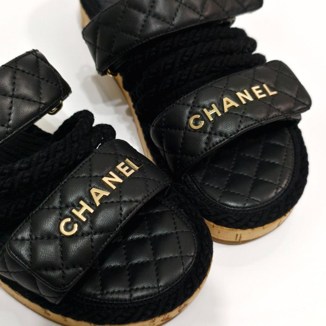 【極美品】シャネル ココマーク マトラッセ サンダル ブラック 23.5