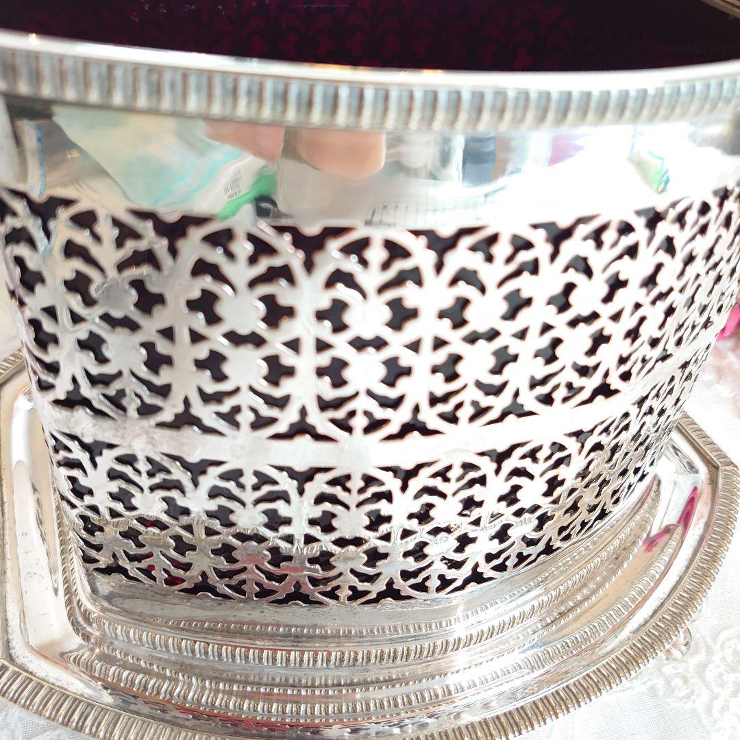 イギリス　アンティーク　ビスケットボックス　ビスケットジャー　シルバー