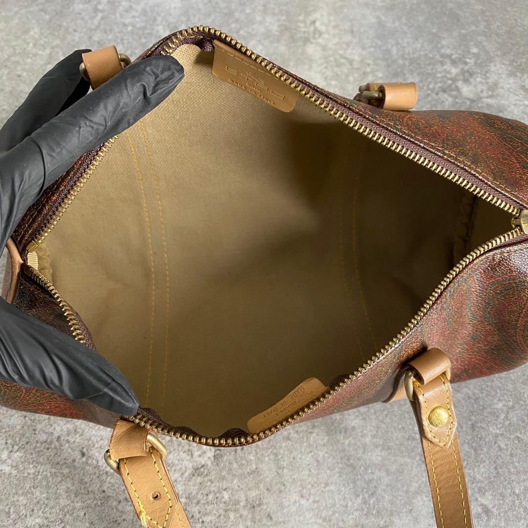 良品 ETRO エトロ ドラム型 ミニ ボストンバッグ ハンドバッグ ペイズリー