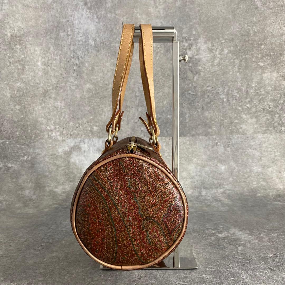 良品 ETRO エトロ ドラム型 ミニ ボストンバッグ ハンドバッグ ペイズリー