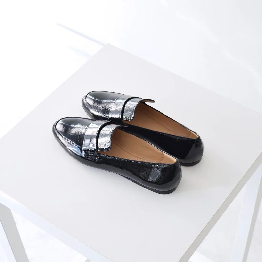 Fabio Rusconi モカデザインレザーシューズ （ブラックエナメル）37