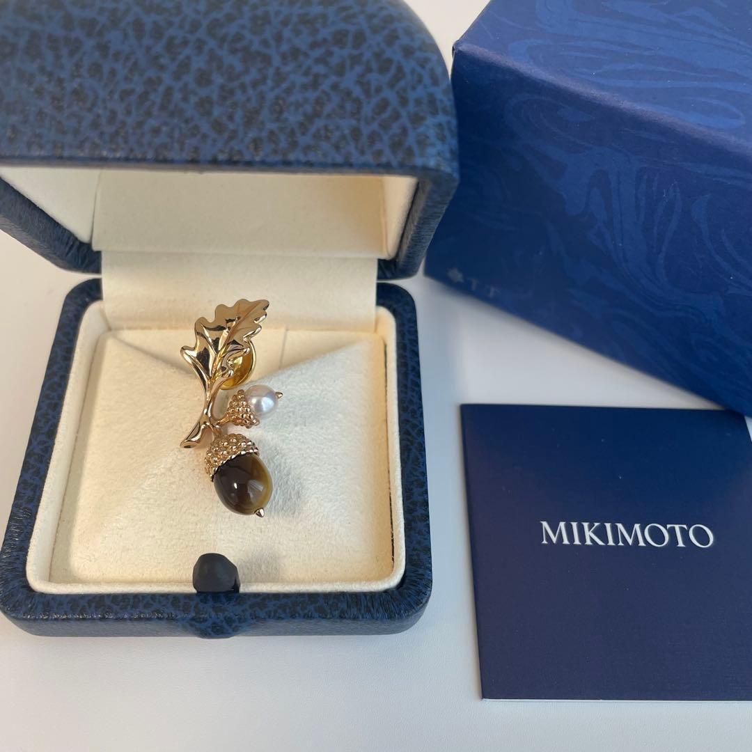 MIKIMOTO どんぐりのブローチ ミキモト パール 真珠 ピンブローチk18