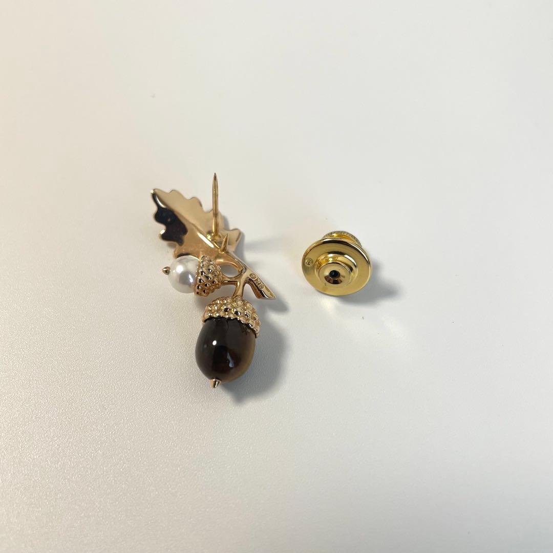 MIKIMOTO どんぐりのブローチ ミキモト パール 真珠 ピンブローチk18