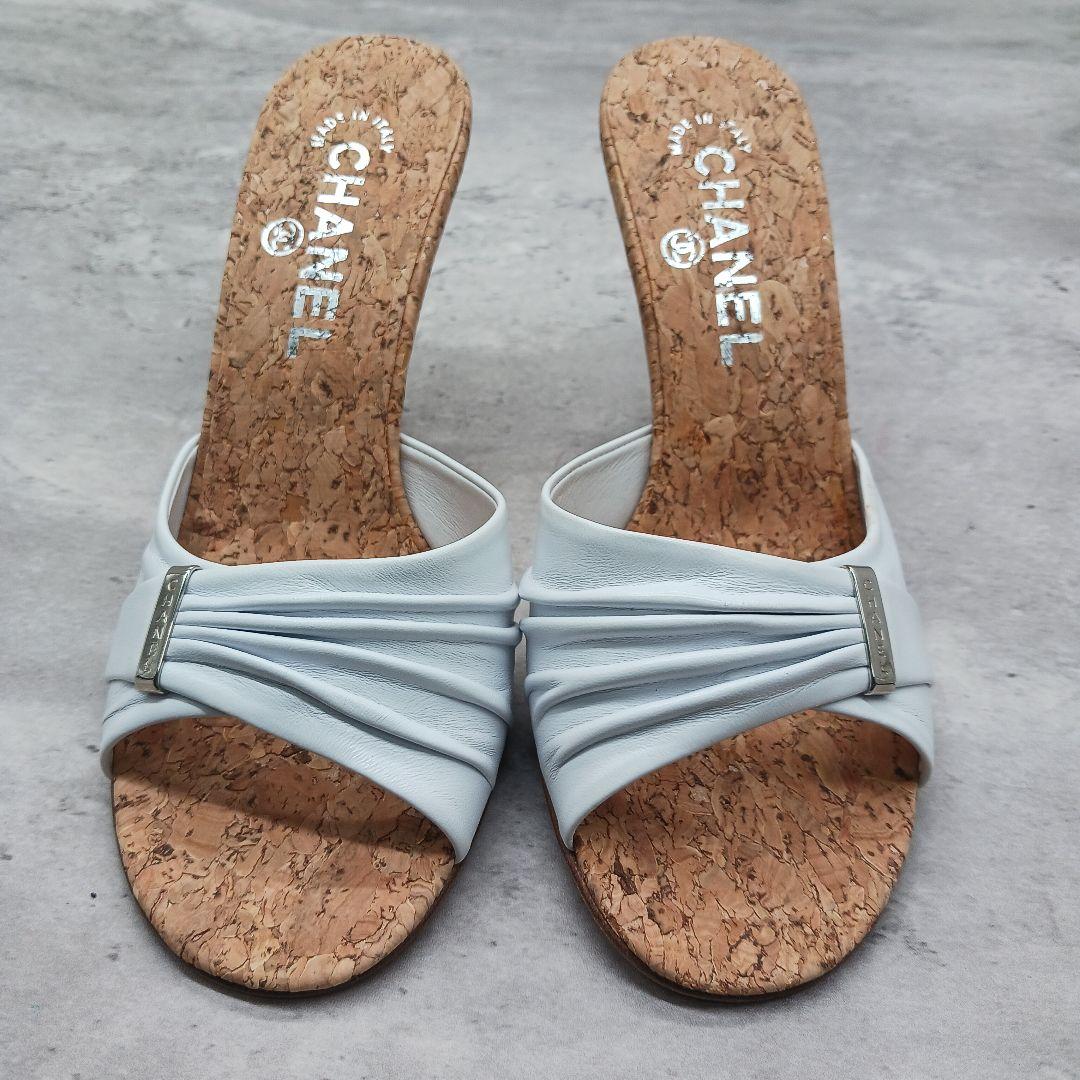 ✨未使用級✨ シャネル ホワイトレザーサンダル ウェッジソール 36