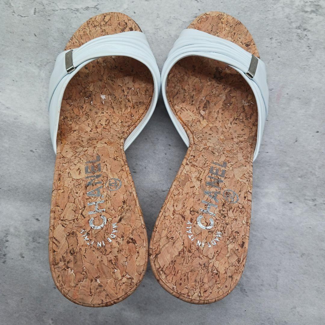 ✨未使用級✨ シャネル ホワイトレザーサンダル ウェッジソール 36