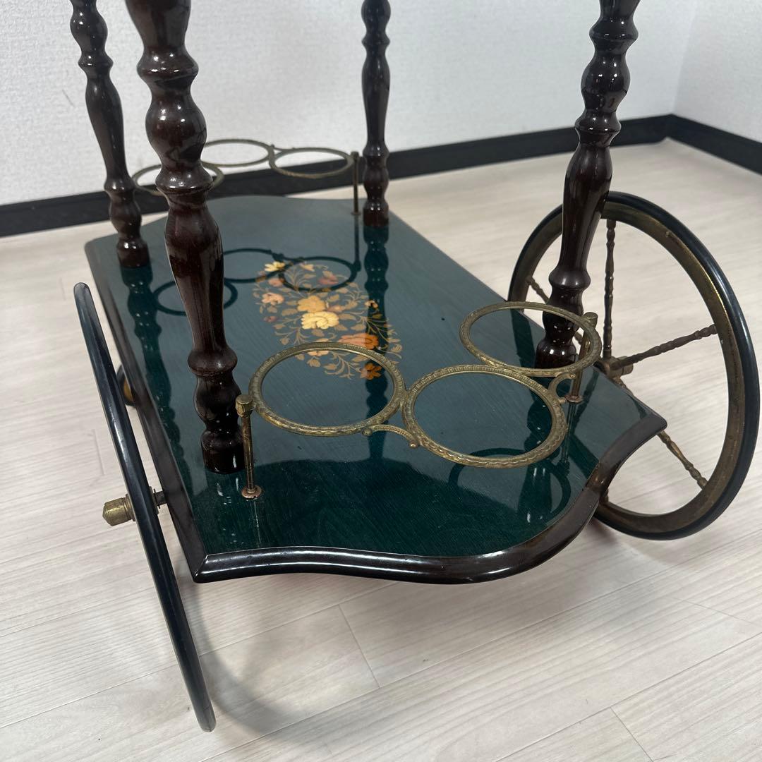 イタリア製 キッチンワゴン バタフライ 象嵌 高級 ワゴンテーブル i1※