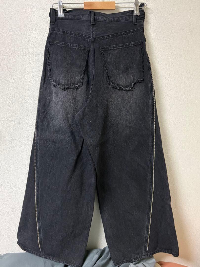 【GRANCY】ジップデザイン デニムパンツSサイズ ブラック