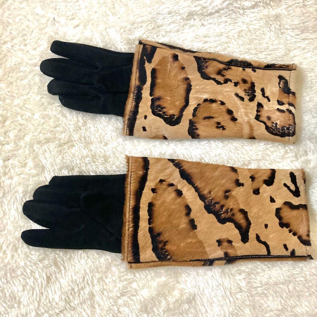 【最高級】ジョルジオアルマーニ シルクライナー ハラコ レザーグローブ 手袋 S