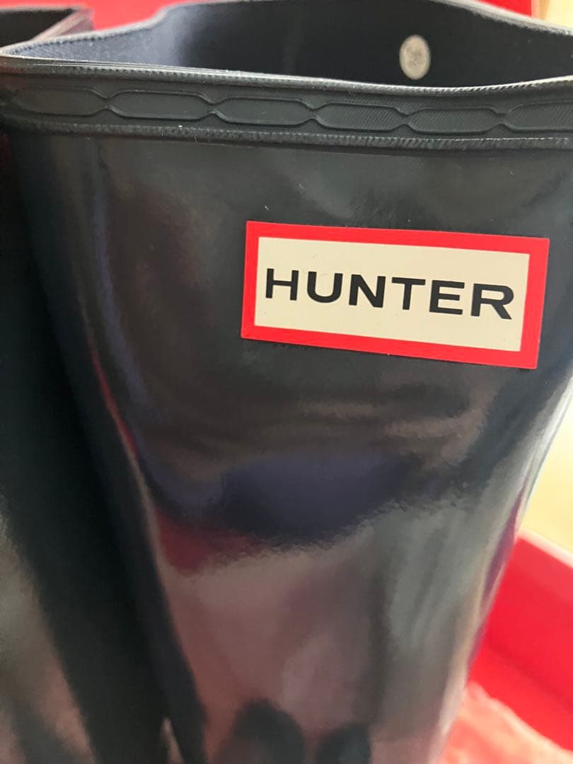 HUNTER ハンター ネイビー　エナメル　ロングブーツ 25cm