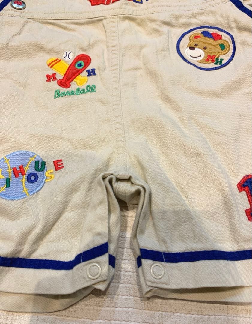 美品 MIKIHOUSE ミキハウス サロペット 90cm ベースボール 刺繍