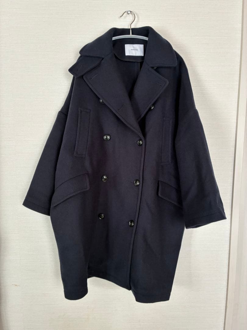 美品　FRAMeWORK ロングPコート　ネイビー 36