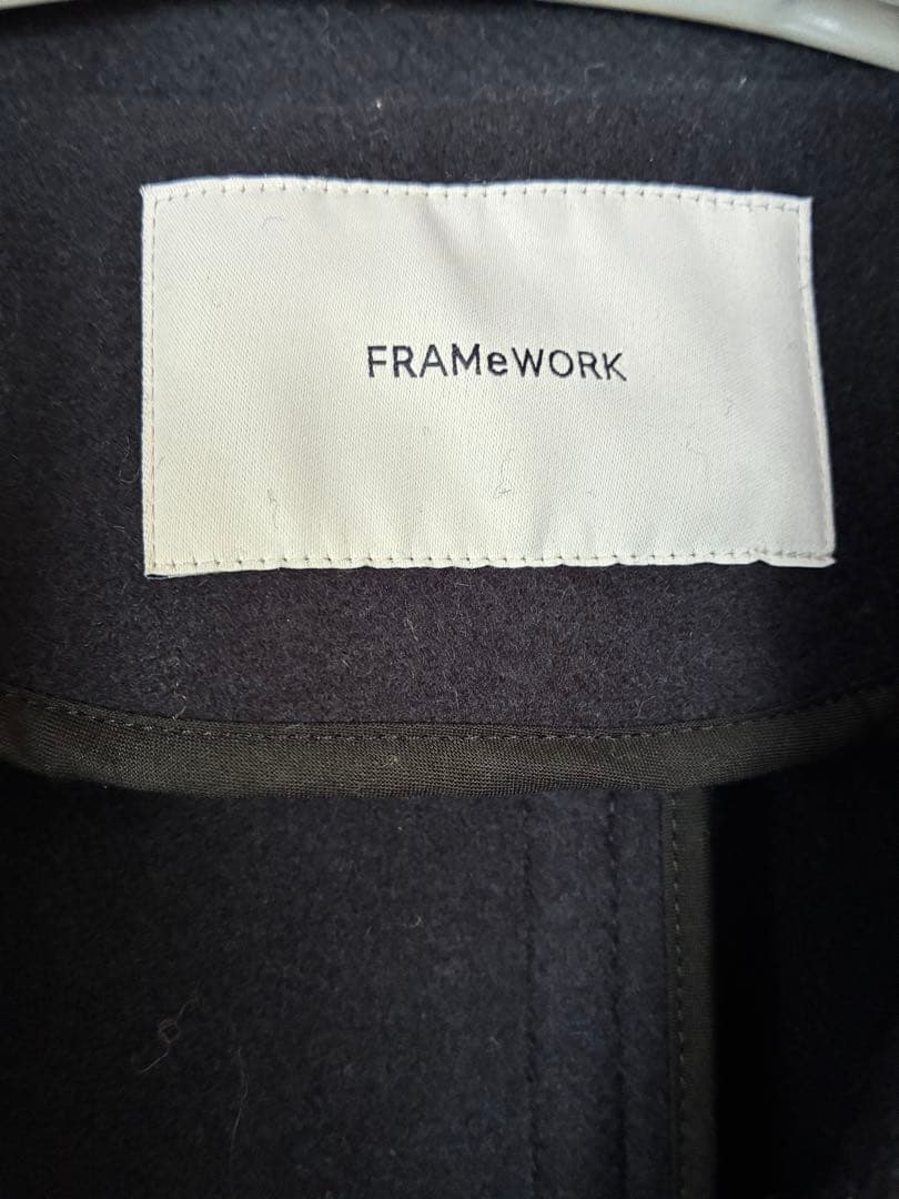 美品　FRAMeWORK ロングPコート　ネイビー 36