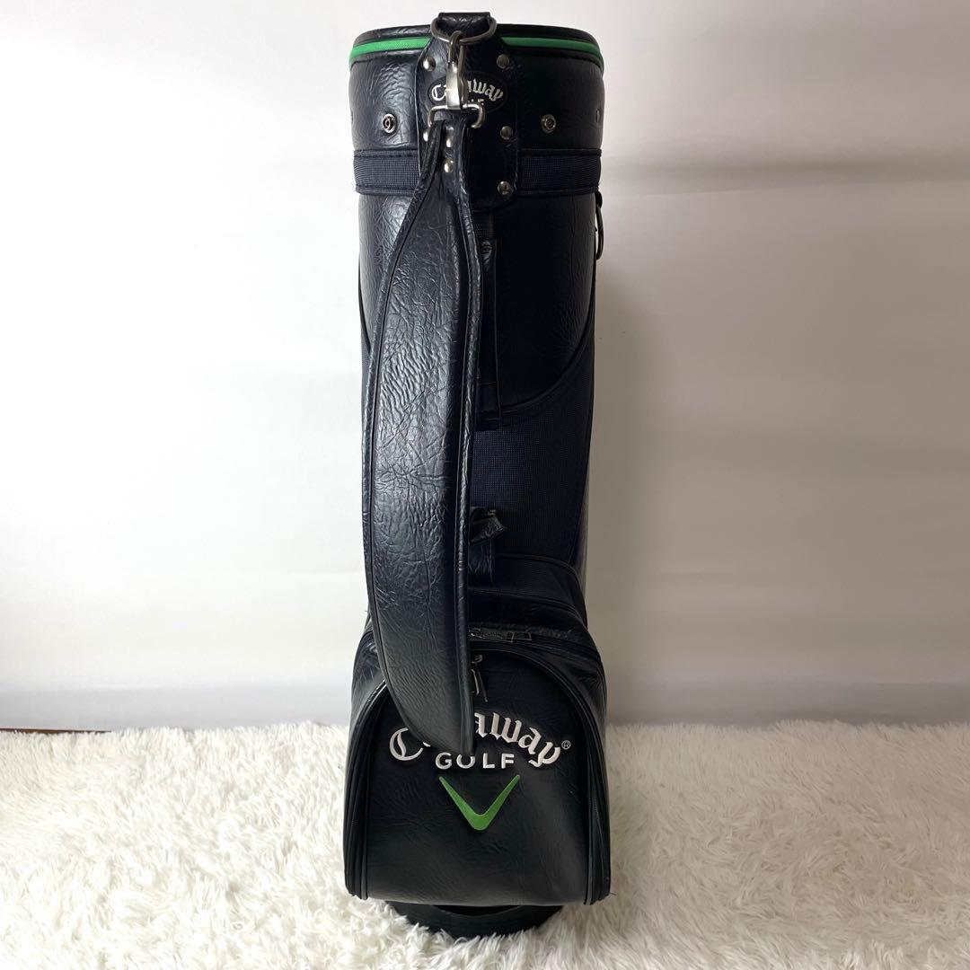 希少モデル✨キャロウェイゴルフ キャディバッグ レザー 大型 黒緑 フード付き